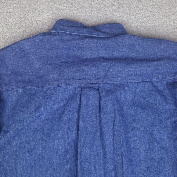 TGI Friday's Shirt‎ Mens XL 16 - 32/33 Blue Chambray Button Down Long Sleeve - Picture 8 of 14